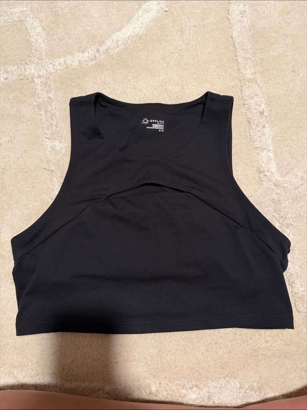 aerie Black Cropped High-Neck Tank